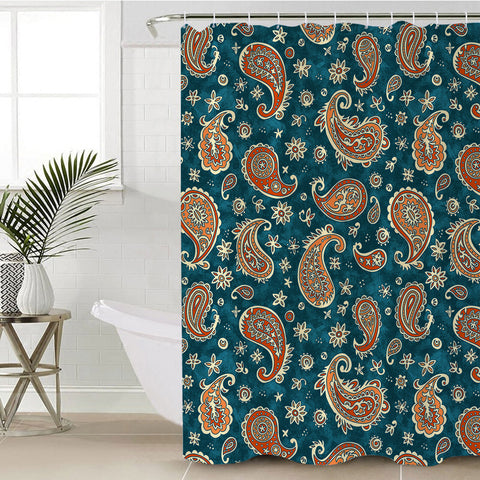 Image of Vintage Brown & Green Bandana Pattern SWYL5617 Shower Curtain