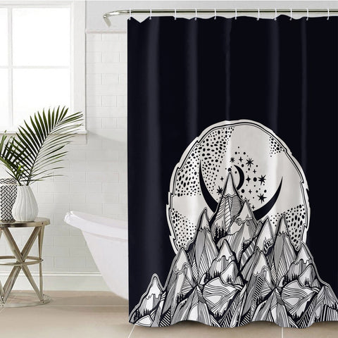 Image of B&W Sunset Forest & Mountain SWYL5618 Shower Curtain