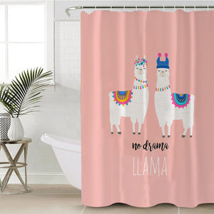 Cute Pastel Couple Llama - No Drama SWYL5620 Shower Curtain