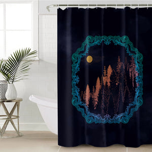 Vintage Freame Landscape Color Line Black Theme SWYL5624 Shower Curtain