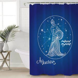 Aquarius Sign Blue Theme SWYL6108 Shower Curtain