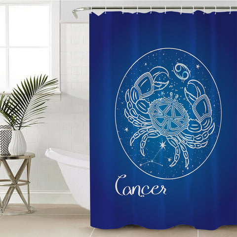 Image of Cancer Sign Blue Theme SWYL6109 Shower Curtain
