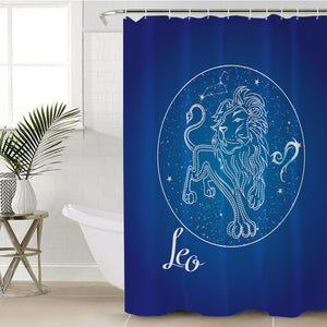 Leo Sign Blue Theme SWYL6110 Shower Curtain