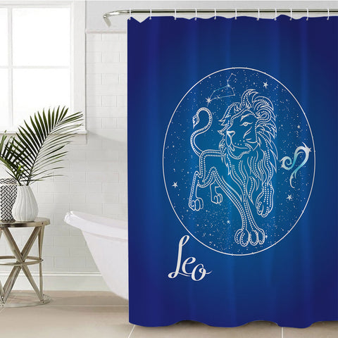 Image of Leo Sign Blue Theme SWYL6110 Shower Curtain