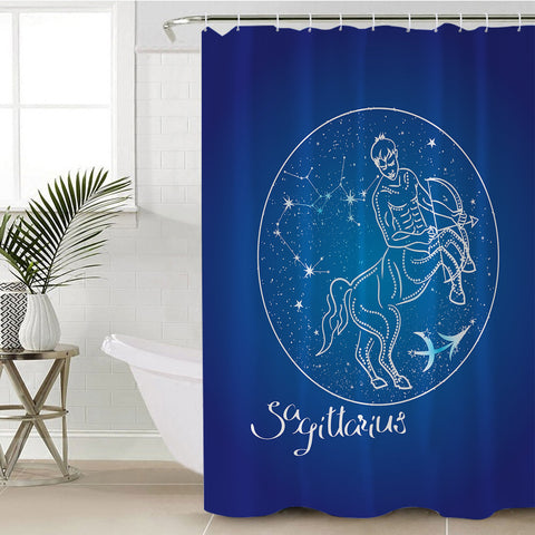 Image of Sagittarius Sign Blue Theme SWYL6111 Shower Curtain