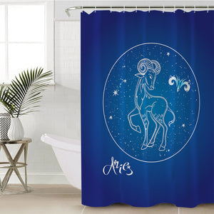 Aries Sign Blue Theme SWYL6114 Shower Curtain