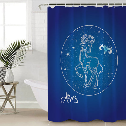 Image of Aries Sign Blue Theme SWYL6114 Shower Curtain