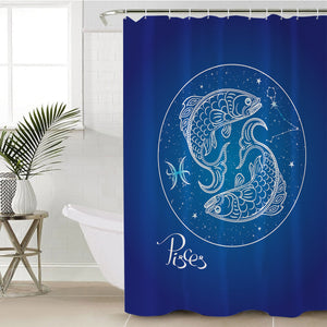 Pisces Sign Blue Theme SWYL6115 Shower Curtain