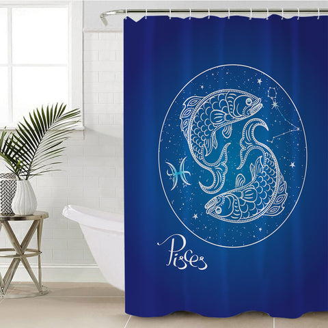 Image of Pisces Sign Blue Theme SWYL6115 Shower Curtain