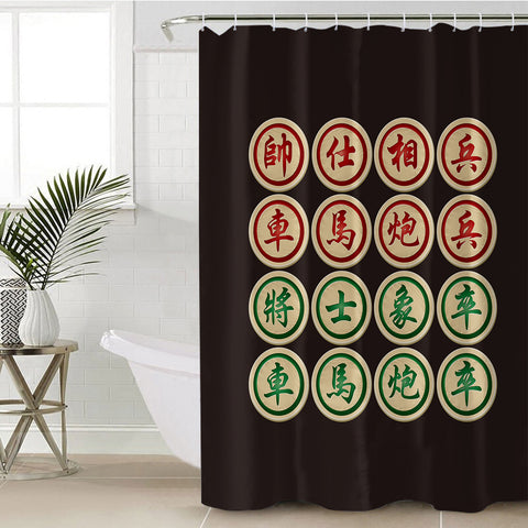 Image of Chiness Check Xiangqi Black Theme SWYL6116 Shower Curtain