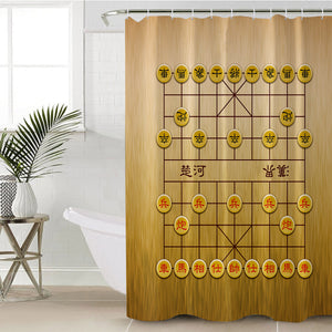 Chinese Chess Xiangqi Wood Theme SWYL6119 Shower Curtain