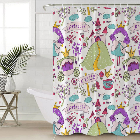 Image of Colorful Cute Princess Kids Drawing SWYL6127 Shower Curtain