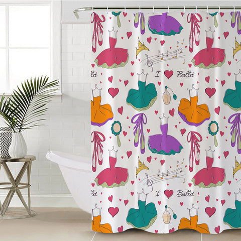 Image of Colorful Ballet Dress & Heart SWYL6128 Shower Curtain