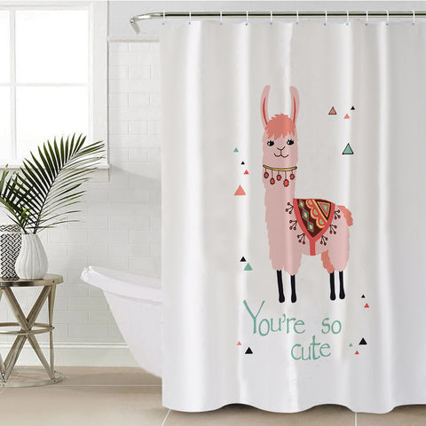 Image of You Are So Cute - Pink Llama SWYL6130 Shower Curtain