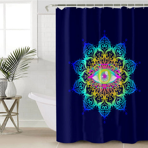 Image of Colorful Magical Eye Dark Blue Theme SWYL6132 Shower Curtain