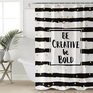 B&W Be Creative Be Bold Typo Star Stripes SWYL6133 Shower Curtain