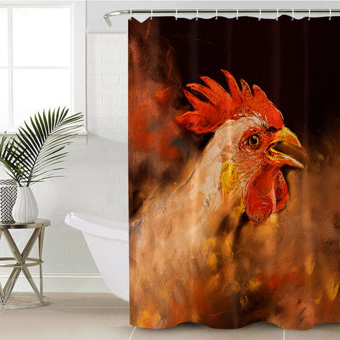 Image of Real Cock In Wood Theme SWYL6197 Shower Curtain