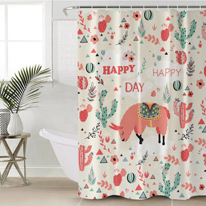 Happy Day Pink Llama SWYL6198 Shower Curtain