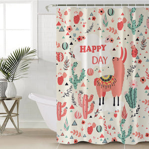 Pink Llama Happy Day SWYL6199 Shower Curtain
