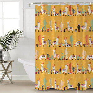 Cactus & Llama Collection Orange Theme SWYL6205 Shower Curtain