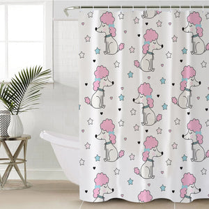 Tiny Royal Dog Collection Pink & White Theme SWYL6209 Shower Curtain