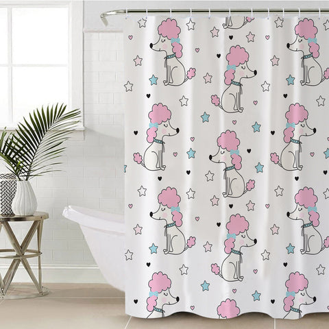 Image of Tiny Royal Dog Collection Pink & White Theme SWYL6209 Shower Curtain