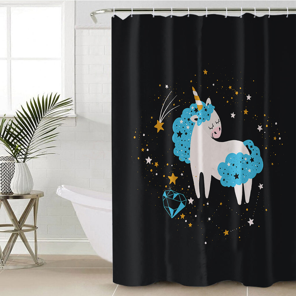 Cute Blue Hair Unicorn Galaxy Theme SWYL6220 Shower Curtain