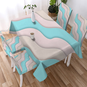 White & Mint Waves SWZB3355 Tablecloth