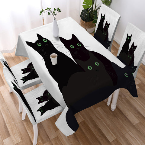 Image of Four Green Eyes Black Cats SWZB3379 Tablecloth