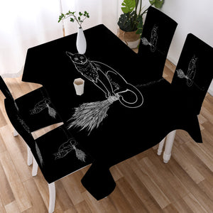 Cat on Flying Broom SWZB3386 Tablecloth