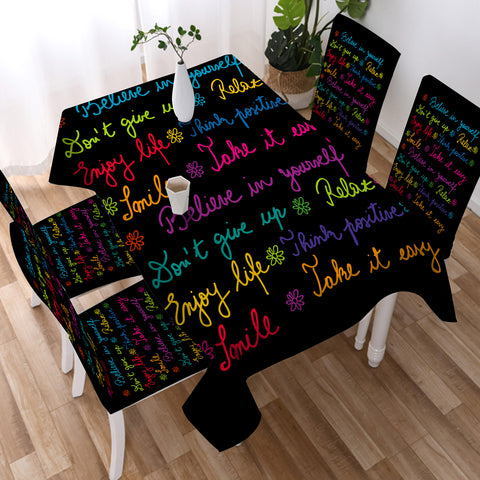 Image of Colorful Believe In Yourself Text SWZB3387 Tablecloth