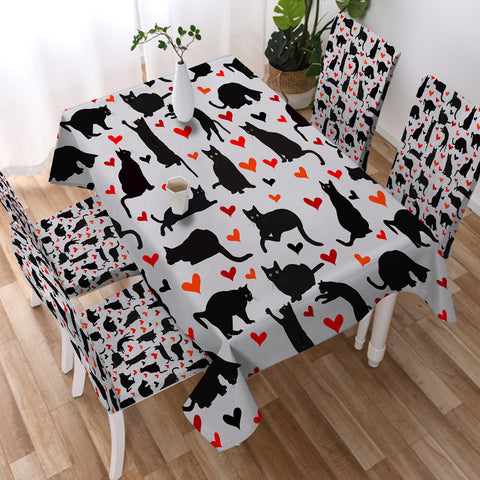 Image of Cats & Hearts Monogram SWZB3388 Tablecloth