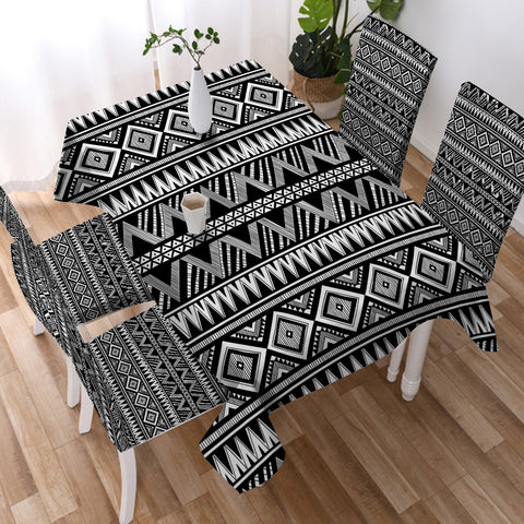 Image of B&W Aztec Pattern SWZB3458 Tablecloth