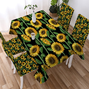 Sunflower Monogram Black Background SWZB3472 Tablecloth