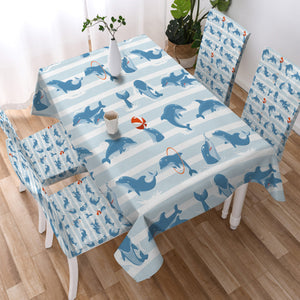 Stripe Playing Dolphin SWZB3485 Tablecloth