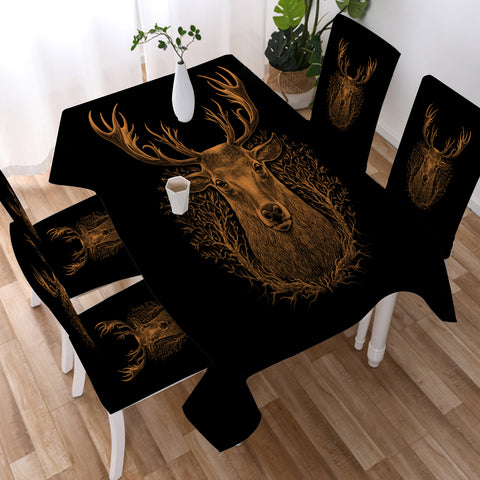 Image of Brown Deer in Laurel Wreath SWZB3491 Tablecloth