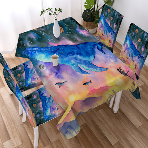 Image of Big Whale on Galaxy SWZB3591 Waterproof Tablecloth