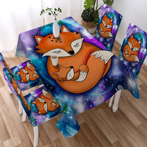 Image of Fox Family in Galaxy SWZB3593 Waterproof Tablecloth
