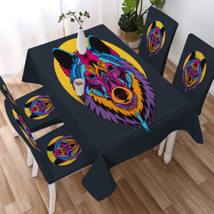 Colorful Wolf Illustration SWZB3594 Waterproof Tablecloth