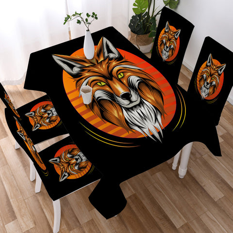 Image of Orange Wolf Illustration SWZB3597 Waterproof Tablecloth