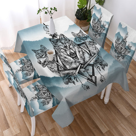 Image of Three Wolf Dreamcatcher SWZB3598 Waterproof Tablecloth