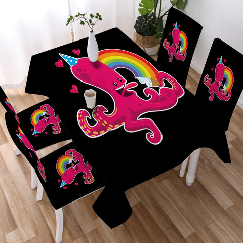 Image of Rainbow In Love Octopus  SWZB3604 Waterproof Tablecloth