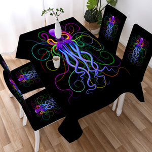 Neon Colorful Octopus SWZB3605 Waterproof Tablecloth