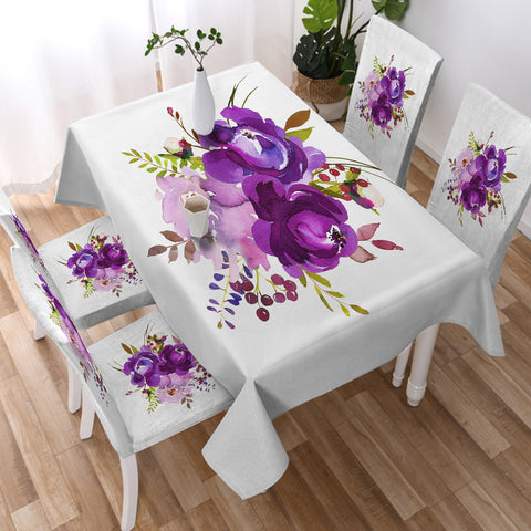 Image of Purple Flower SWZB3615 Waterproof Tablecloth