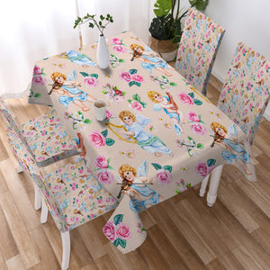 Pink Roses & Playing Music Angels SWZB3660 Tablecloth