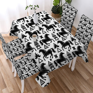 Multi Triangles & Black Horses SWZB3678 Waterproof Tablecloth