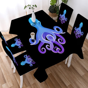 Gradient Blue&Purple Angry Octopus SWZB3687 Waterproof Tablecloth