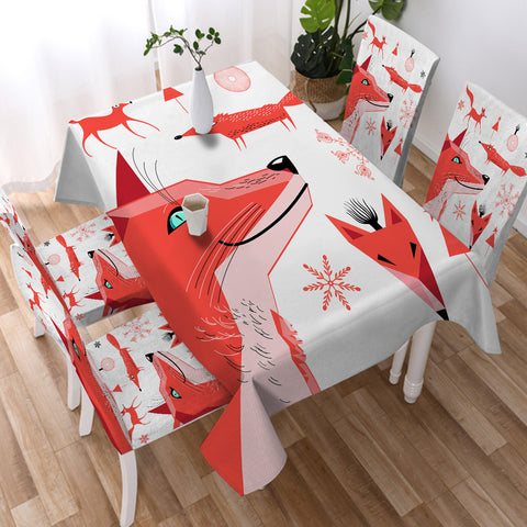 Image of Winter Funny Shapes of Fox SWZB3688 Waterproof Tablecloth