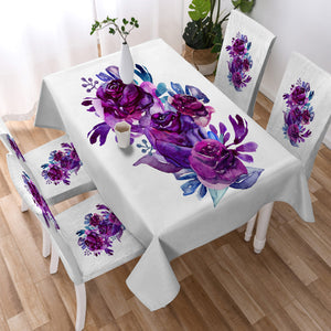 Gradient Blue&Purple Roses SWZB3691 Waterproof Tablecloth