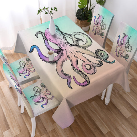Image of Multicolor Gradient Octopus  SWZB3692 Waterproof Tablecloth